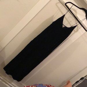 Blue velvet velour maxi dress